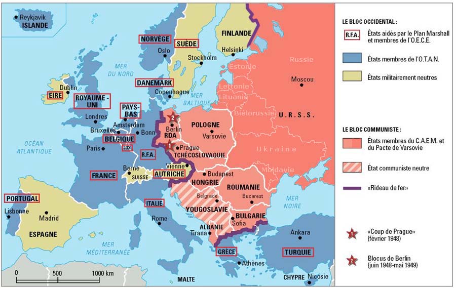 Carte guerre froide europe